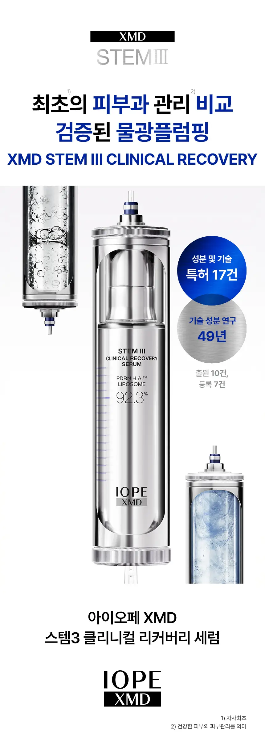 [PDRN물광플럼핑] 아이오페 XMD 스템3 클리니컬 리커버리 세럼 30ml 기획 (+세럼5ml+크림5ml 상세페이지 3